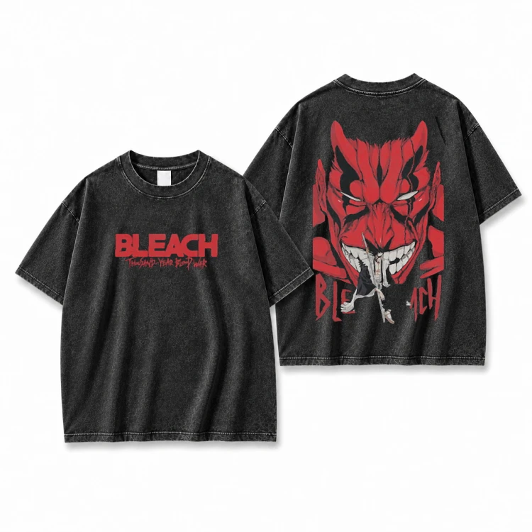 Koszulka T-shirt Anime Bleach czarna sprana przód i tył