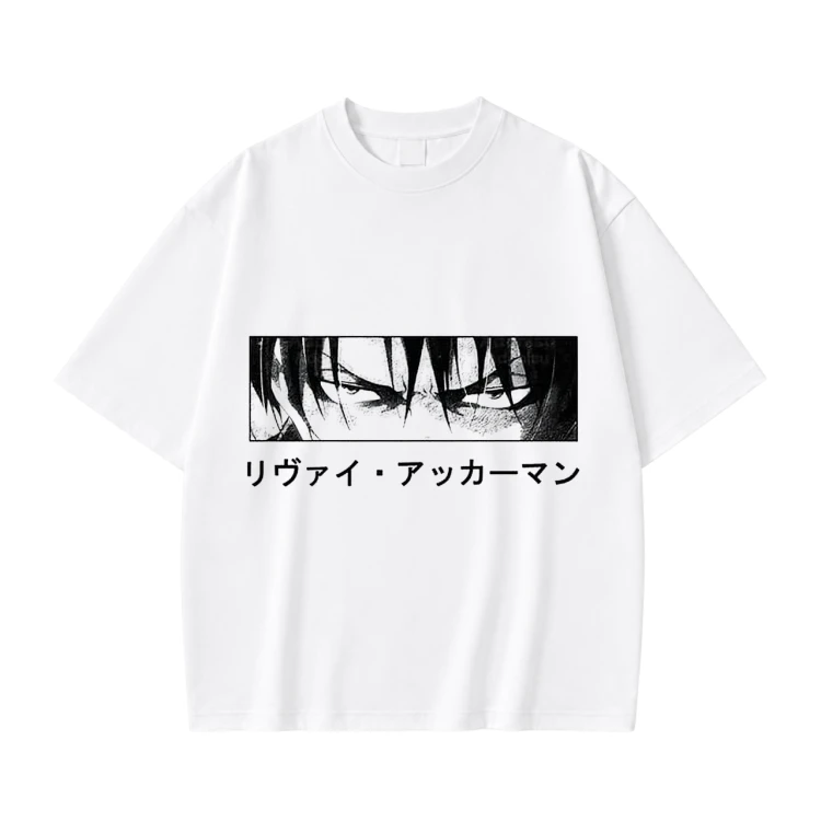 Koszulka Attack on Titan Levi Ackerman – biała, nadruk z przodu