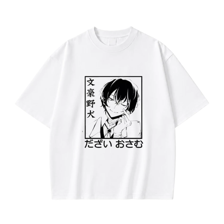 Koszulka Bungou Stray Dogs – biała, nadruk z przodu