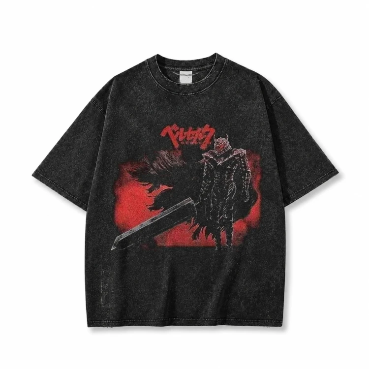 Koszulka Berserk – czarna sprana, nadruk z przodu