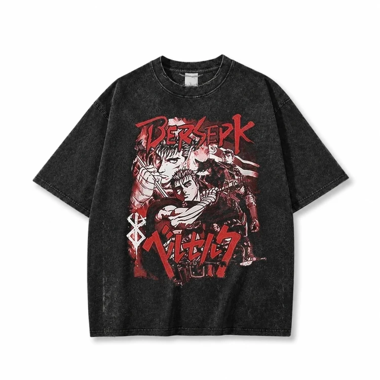 Koszulka Berserk – czarna sprana, nadruk z przodu