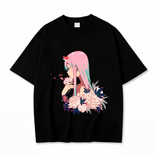 Koszulka Darling in the Franxx – czarna, nadruk z przodu