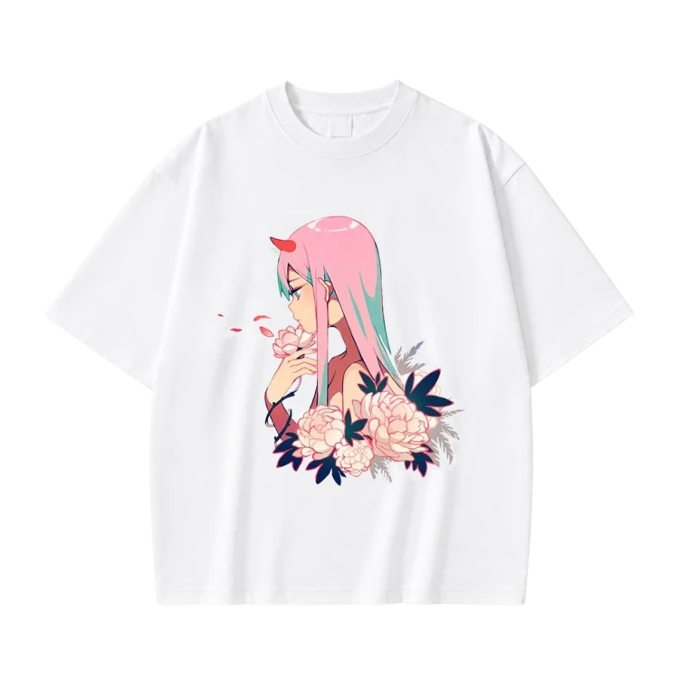Koszulka Darling in the Franxx – biała, nadruk z przodu