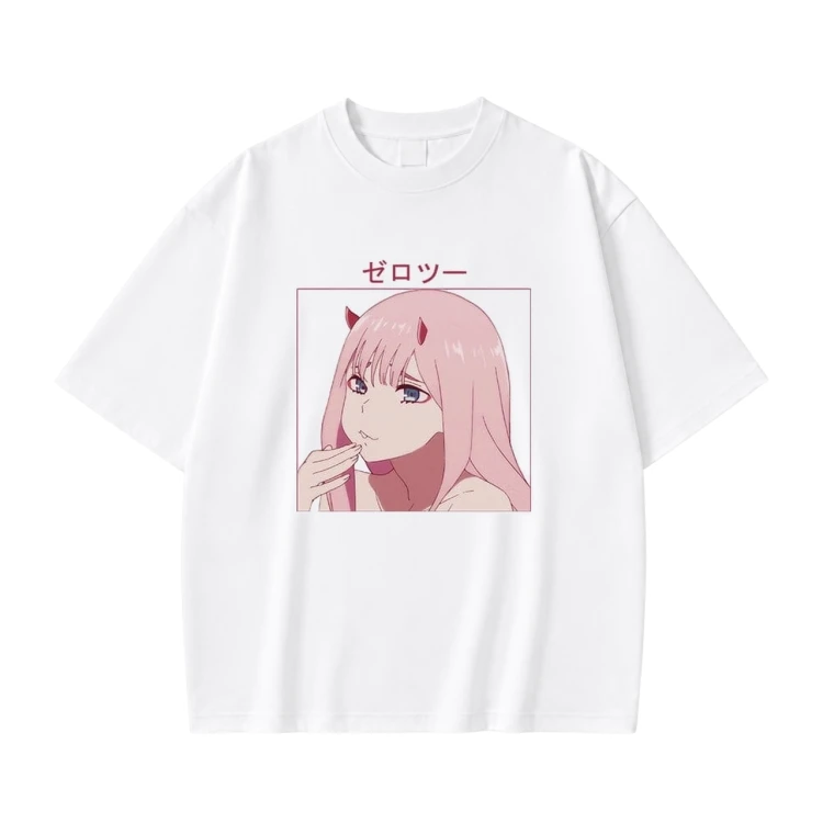 Koszulka Darling in the Franxx – biała, nadruk z przodu