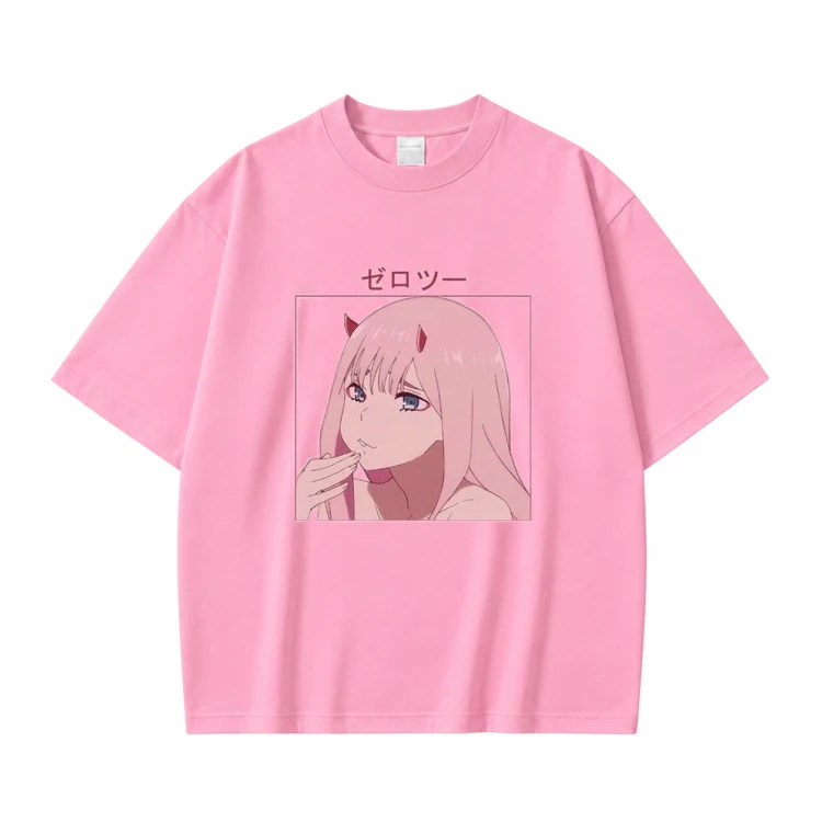 Koszulka Darling in the Franxx – różowa, nadruk z przodu