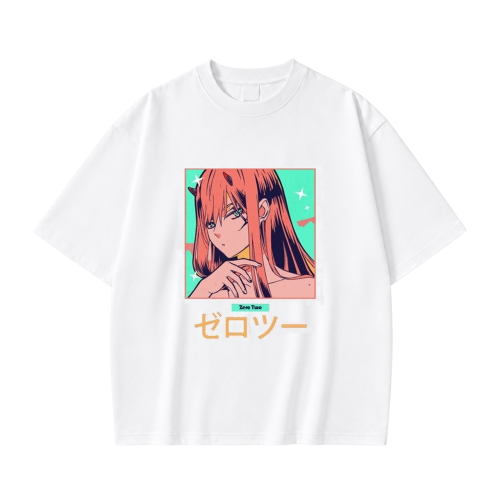 Koszulka Darling in the Franxx – biała, nadruk z przodu