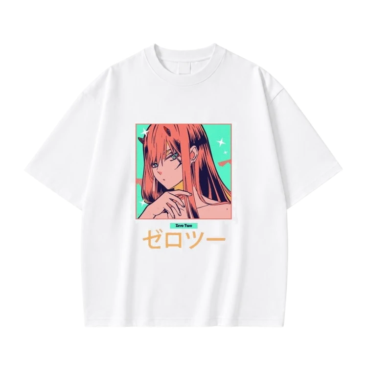 Koszulka Darling in the Franxx – biała, nadruk z przodu