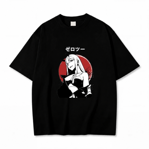 Koszulka Darling in the Franxx – czarna, nadruk z przodu
