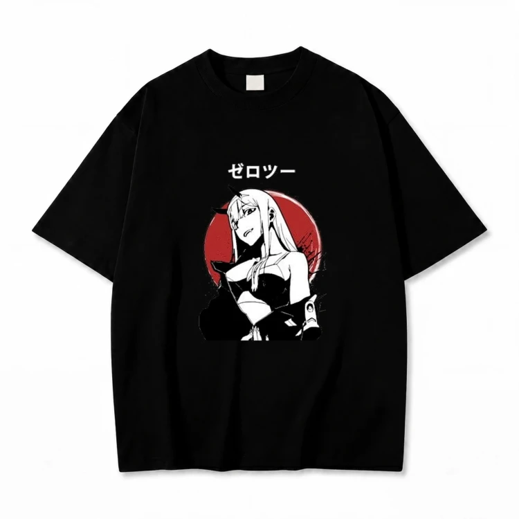 Koszulka Darling in the Franxx – czarna, nadruk z przodu