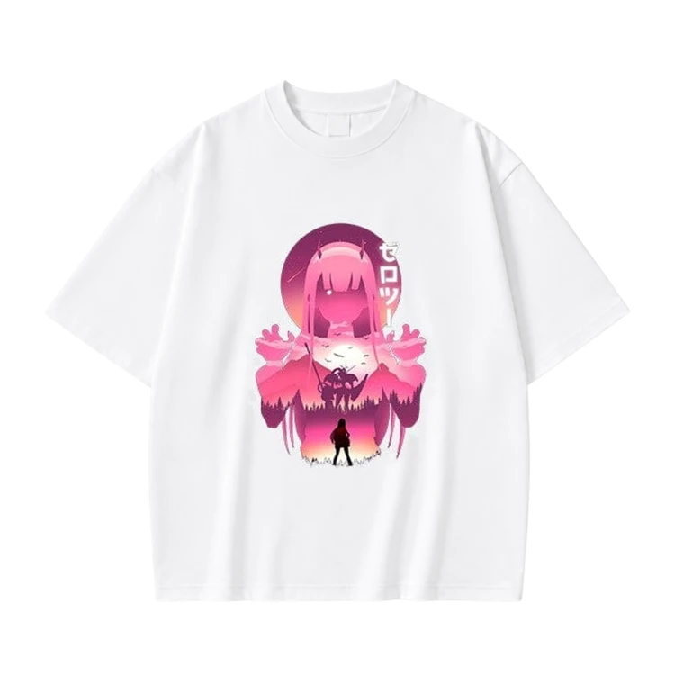 Koszulka Darling in the Franxx – biała, nadruk z przodu