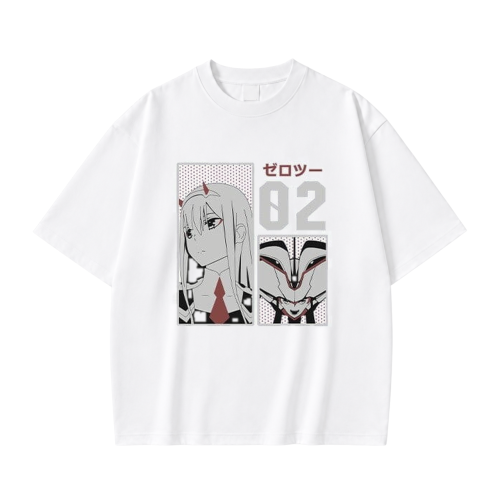 Koszulka Darling in the Franxx – biała, nadruk z przodu