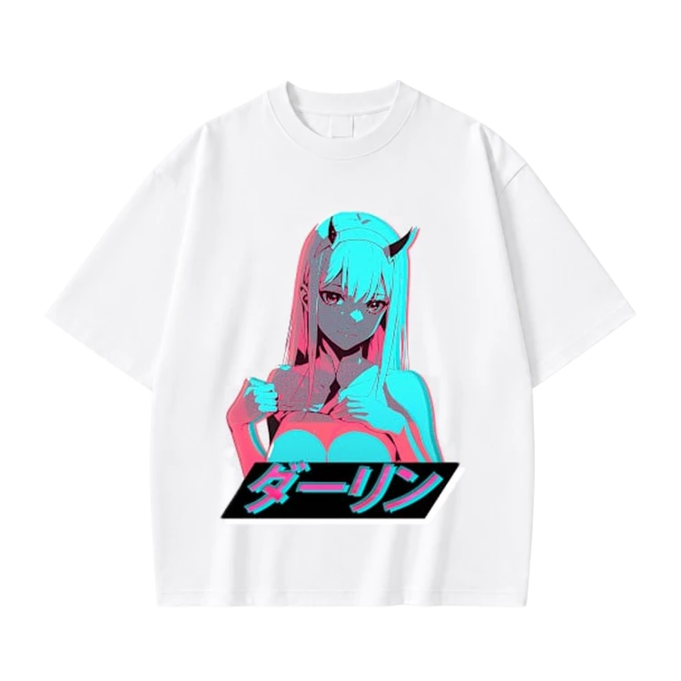 Koszulka Darling in the Franxx – biała, nadruk z przodu