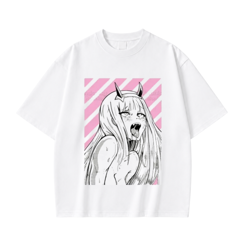 Koszulka Darling in the Franxx – biała, nadruk z przodu