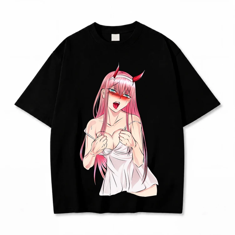Koszulka Darling in the Franxx – czarna, nadruk z przodu