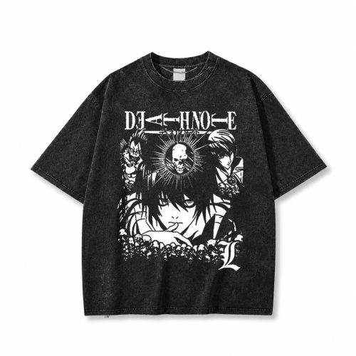 Koszulka Death Note – czarna sprana, nadruk z przodu