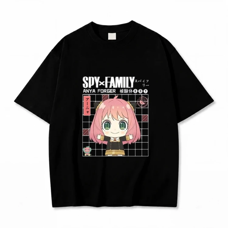 Koszulka T-shirt anime Spy x Family Anya Forger - czarna