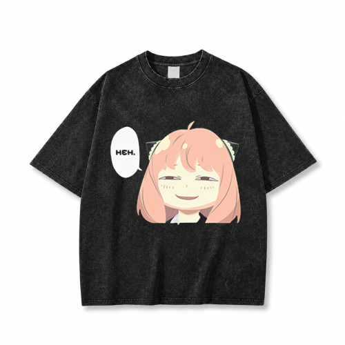 Koszulka T-shirt anime Spy x Family Anya - czarna sprana
