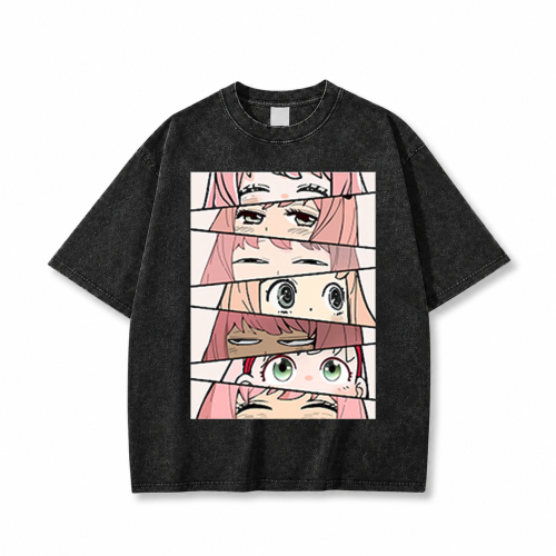 Koszulka T-shirt anime Spy x Family - czarna sprana
