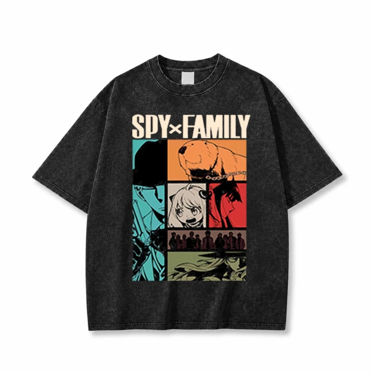 Koszulka T-shirt anime Spy x Family - czarna sprana