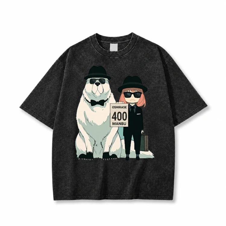 Koszulka T-shirt anime Spy x Family Bond - czarna sprana