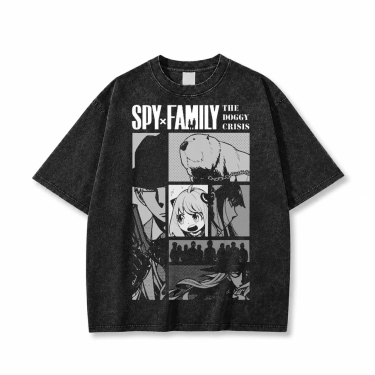 Koszulka T-shirt anime Spy x Family - czarna sprana