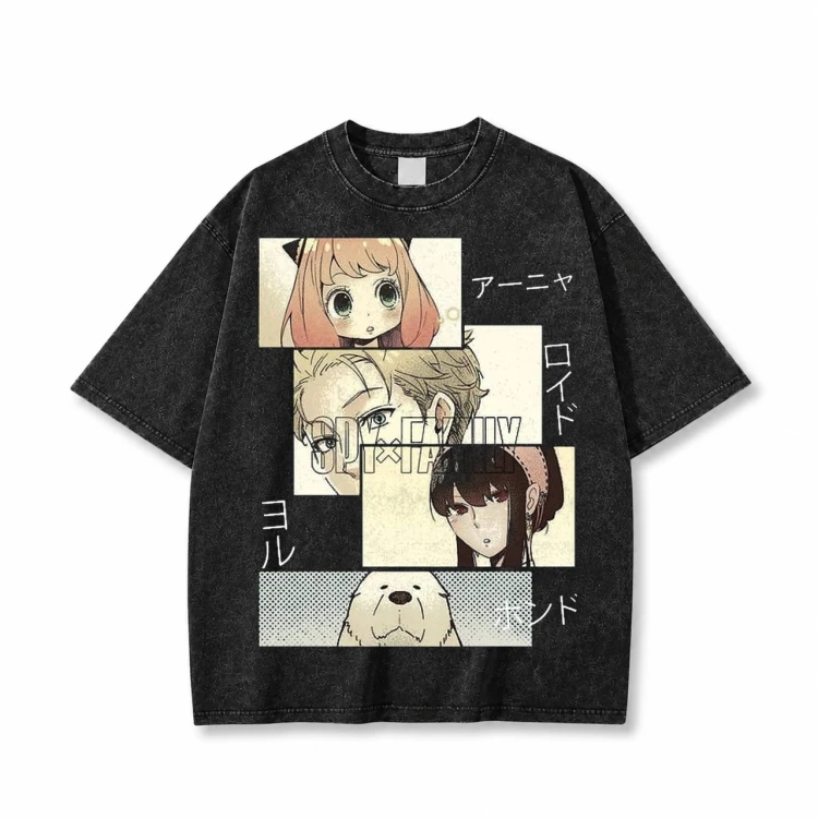 Koszulka T-shirt anime Spy x Family - czarna sprana