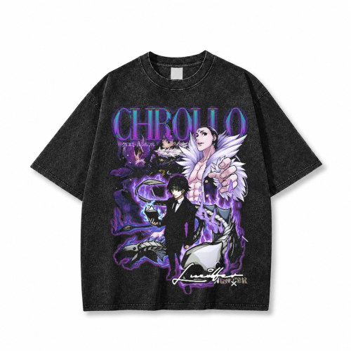 Koszulka T-shirt anime Hunter x Hunter Chrollo - czarna prana