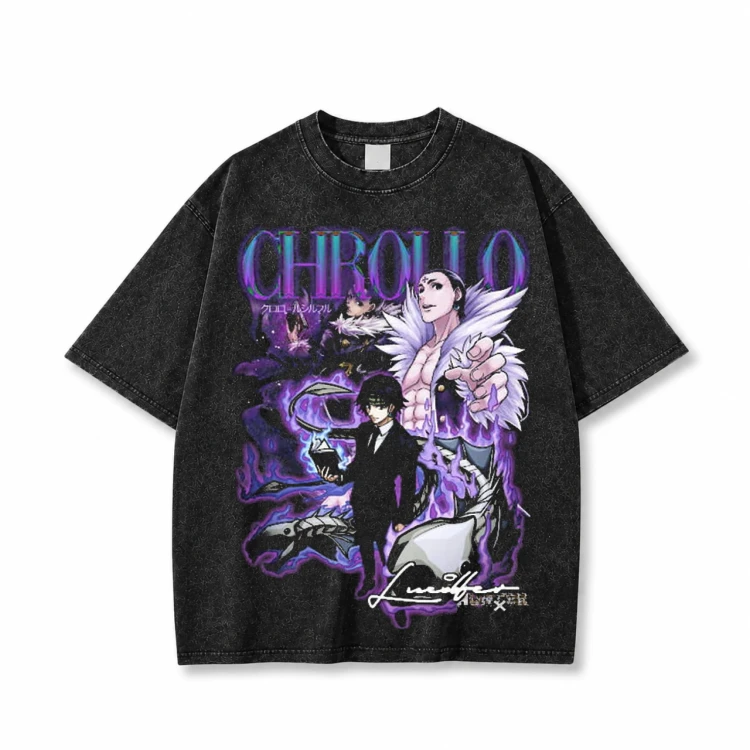 Koszulka T-shirt anime Hunter x Hunter Chrollo - czarna prana