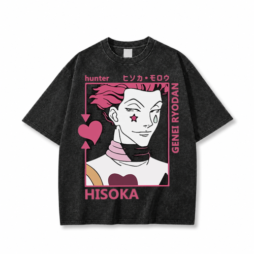 Koszulka T-shirt anime Hunter x Hunter Hisoka - czarna prana