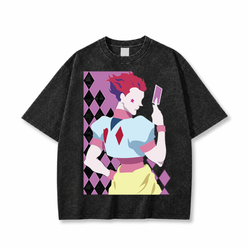 Koszulka T-shirt anime Hunter x Hunter Hisoka - czarna prana