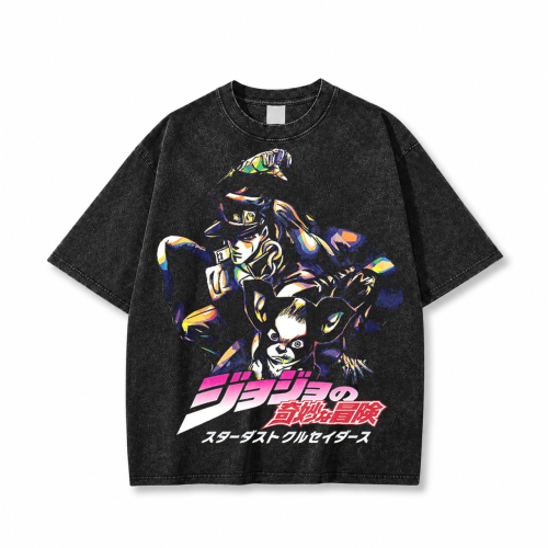Koszulka T-shirt anime JoJo's Bizarre Adventure - czarna prana