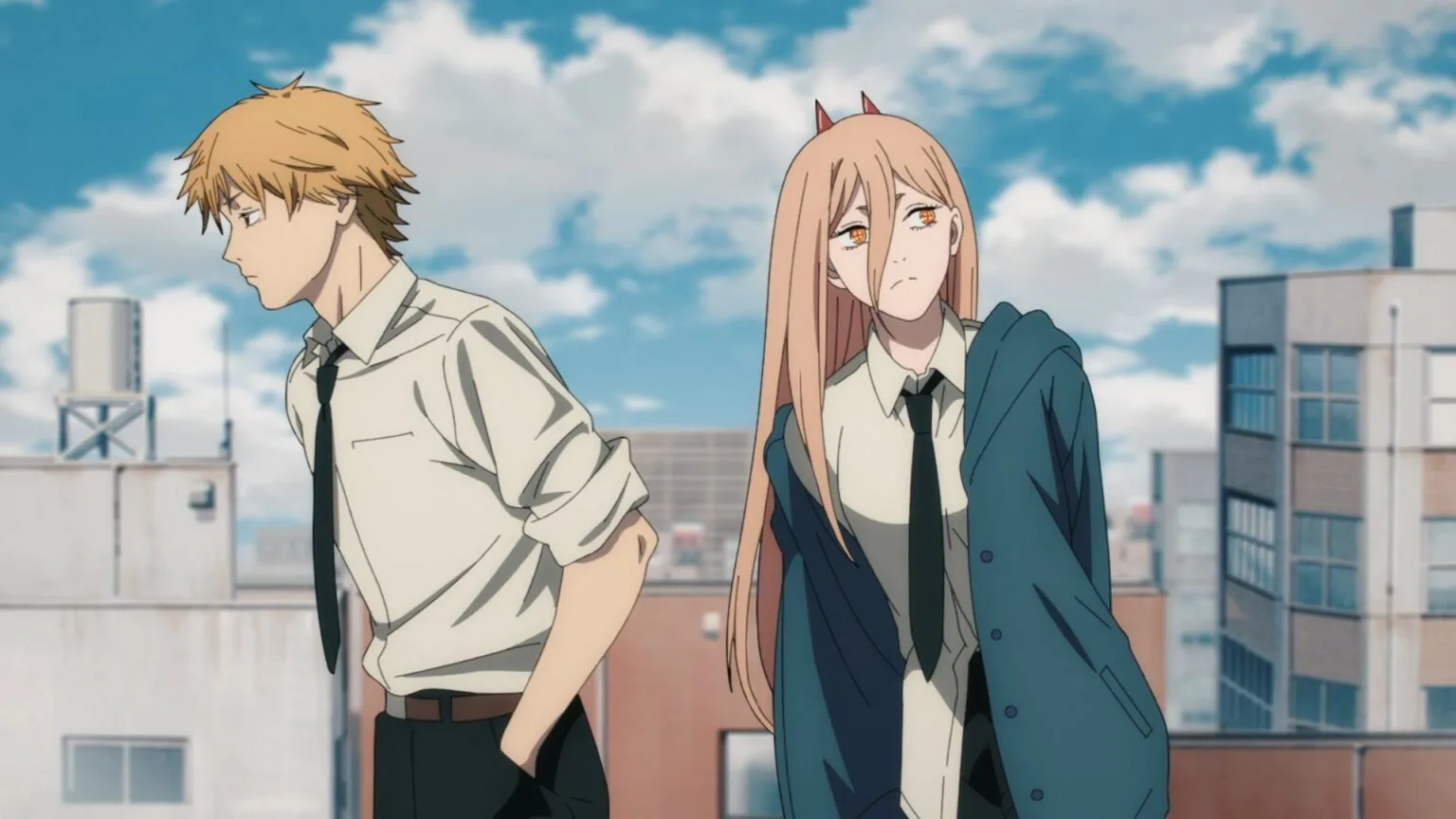 Hlavní postavy Chainsaw Man - Denji a Power